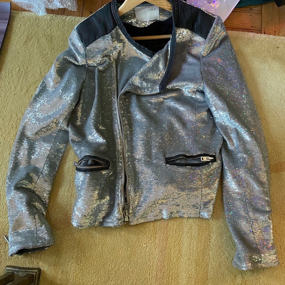 Iro Sequined Bomber Jacket. Size Small. - image 5